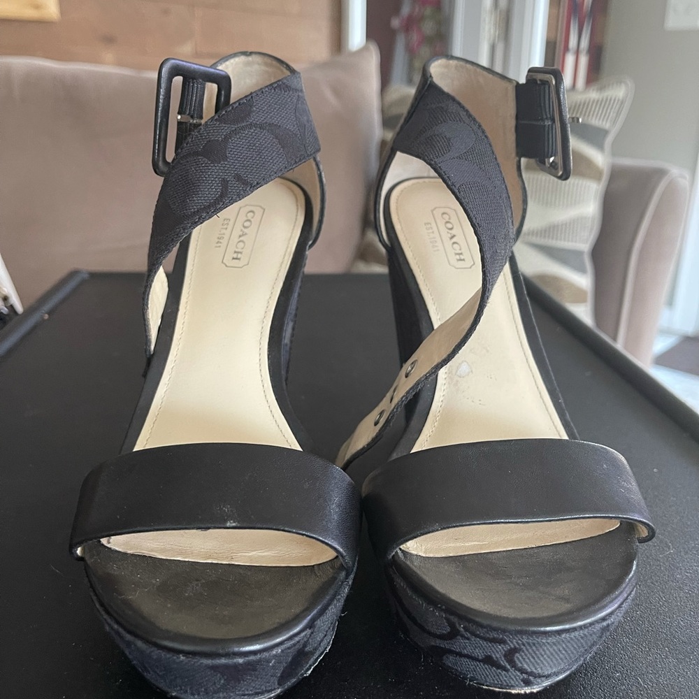 Beautiful black coach wedge only worn a few times